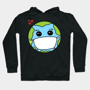 Earth wearing face mask Hoodie